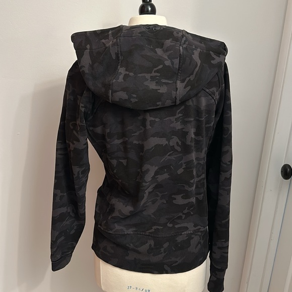 Lululemon black/grey incognito Scuba Camo hoodie Scuba Full-Zip, cotton, sz 10 - Picture 4 of 8